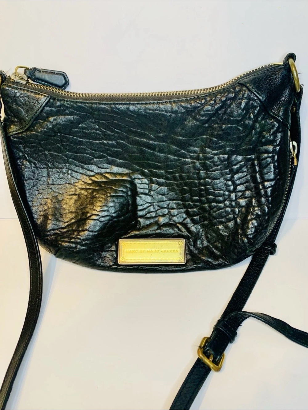 Marc by Marc Jacobs Black Pebbled Leather Crossbody with Gold Plate